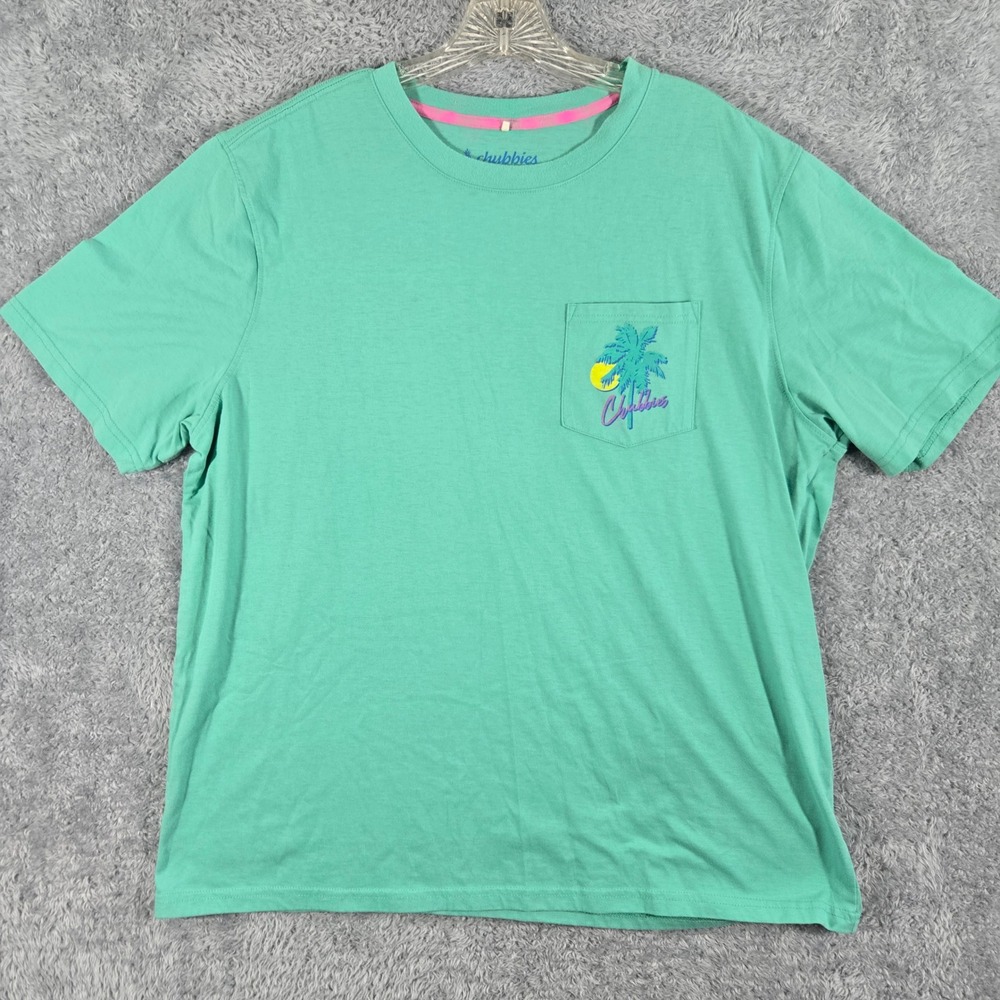 Chubbies Mens XXL Green Sky Out Thighs Out Tropical Palm Tree Pocket T-Shirt